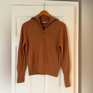 Everlane Women’s Half Zip Sweater, Sz S, Camel, Minimal, Quiet Luxury, Neutral